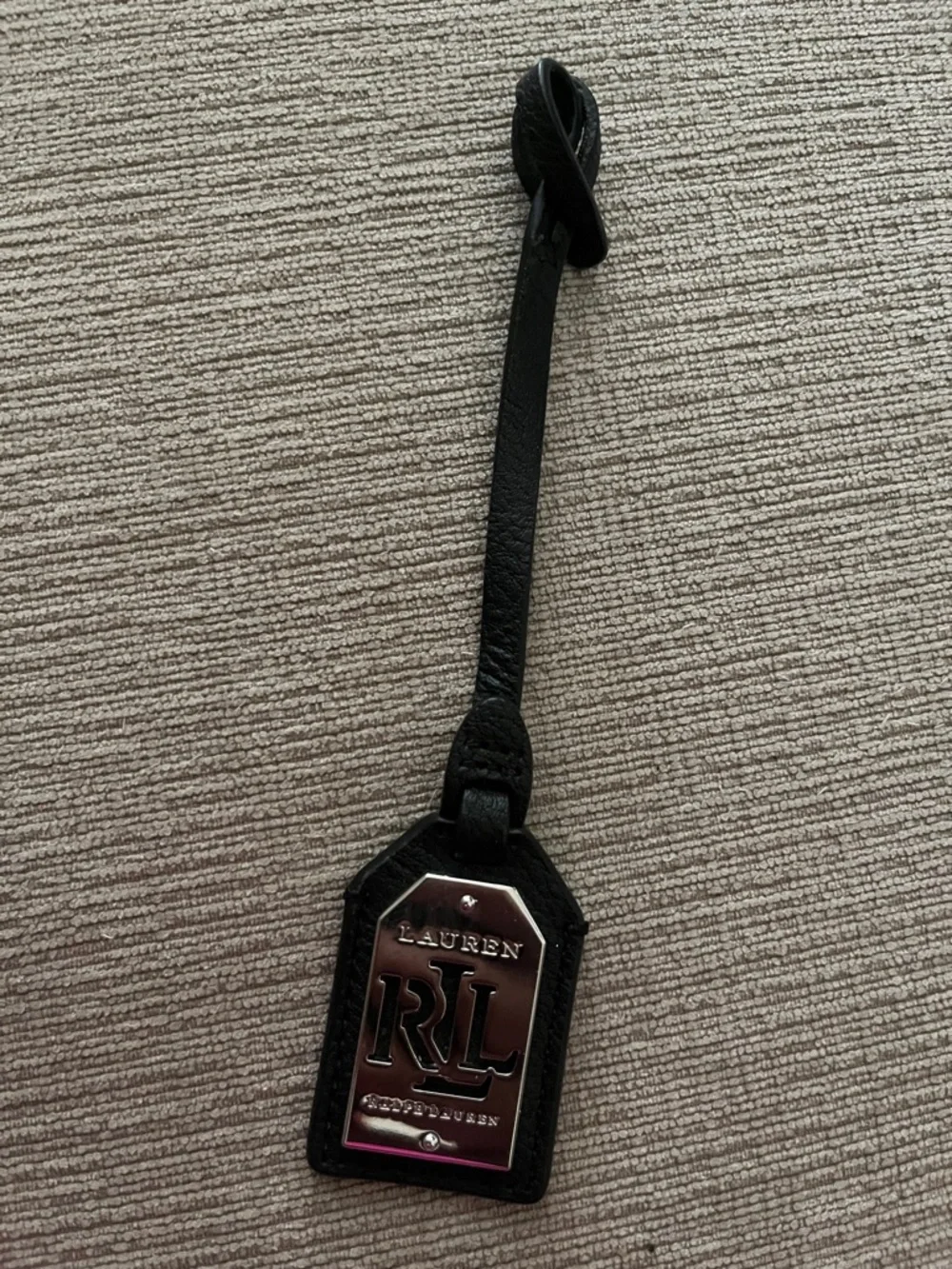 Ralph Lauren Black Leather purse Tag with Silver RL Plate - Picture 1 of 4